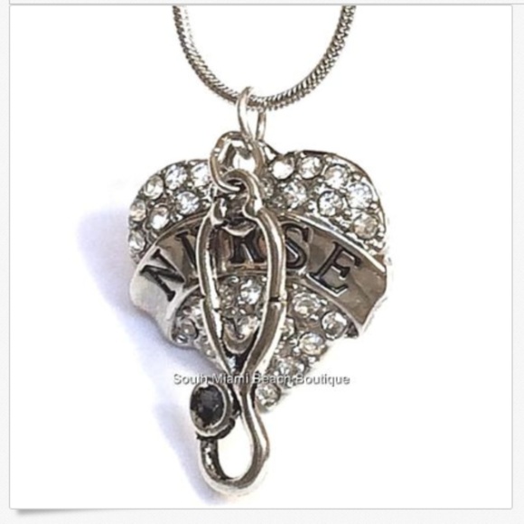 Silver NURSE Nursing Stethoscope Necklace 18'20" - Picture 8 of 8